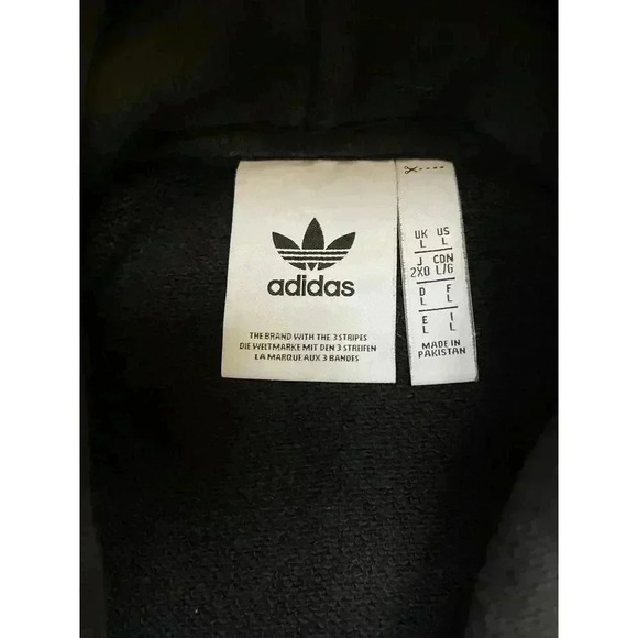 Adidas Hoodie Black Trefoil Logo Graphic Pullover Sweatshirt Athletic Men's L - Picture 9 of 9